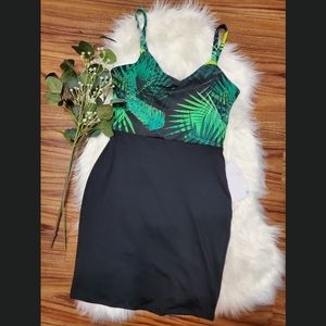 Fabletics Green Leaf Bodycon Dress